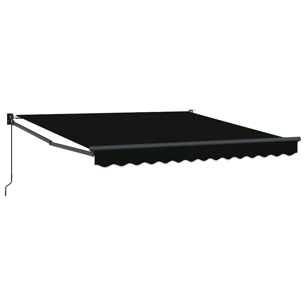 Modern ausziehbare Markise & Sonnensegel Schwarz Polyester-Metall Sonnenschutz für Balkon, Terrasse, Garten (300 x 250 x 165 cm)