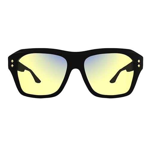 Image of Celestial Day Active Yellow Tint Rectangle Glasses | HEV Filter Blue Light Eyewear for Doctors & Medical Professionals | Rectangle Frame for EMR, Telemedicine & Hospital Software (Jet Black)