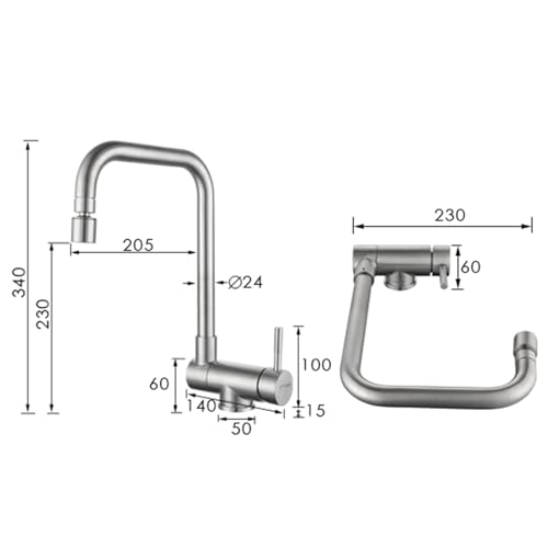 Robinet de cuisine en forme de L pliable noir mat de haute précision - 7