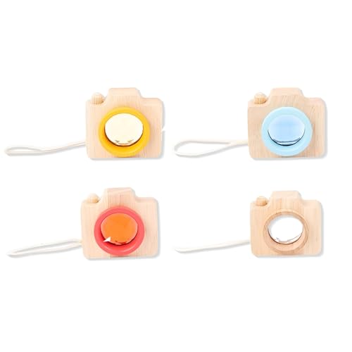 VEOIRXU 4 Pièces Mini Kaléidoscope en Bois Magical Avec Corde Suspendue Kaléidoscope Vintage Pour Motifs Colorés Jouet d'Observation Créatif Jouet d'Éducation Pour L'Apprentissage des Enfants