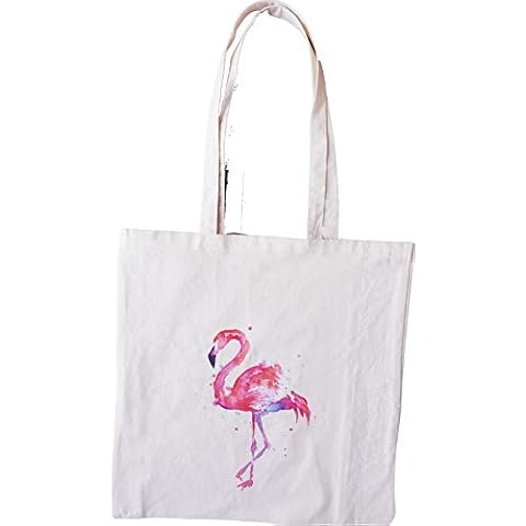 Busy Hands & Feet Flamingo Natural Cotton Shopping Tote Bag (Flamingo) Cover