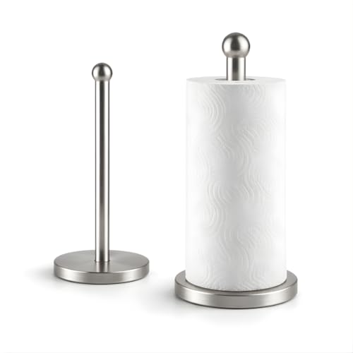 Image of Vintageware Tissue Paper Holder Countertop, Standing Tissue Paper Roll Holder for Kitchen Bathroom, Paper Towel Holder Stand with Weighted Base, Stainless Steel Tissue Paper Holder (Silver, Style-1)