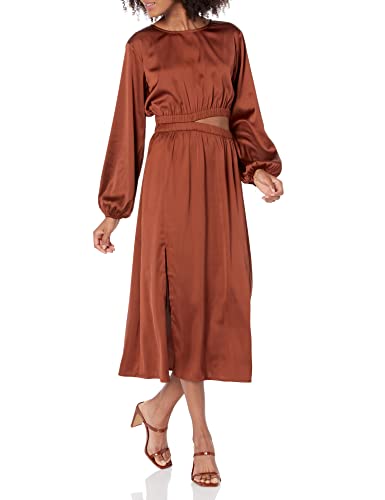 The Drop Women's Jacob Long Sleeve Cut Out Midi Dress, Tortoise Shell, Medium