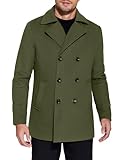 COOFANDY Men's Overcoat Short Wool Top Coat Double Breasted Dress Coat Navy Surplus Peacoats for Men