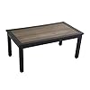 LOKATSE HOME Outdoor Coffee Table Patio Furniture with Wood Grain Top for Balcony Brown
