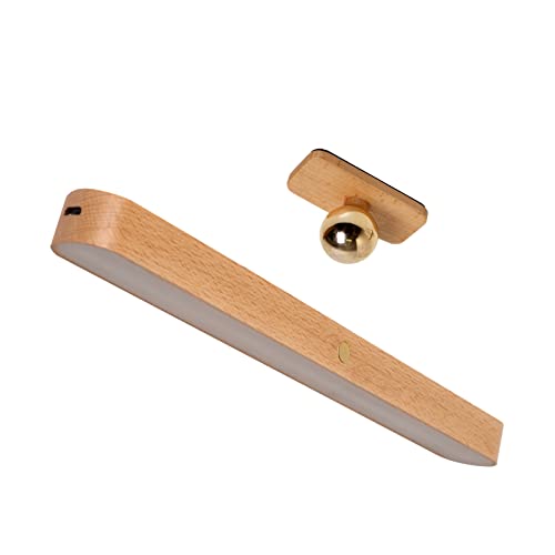 Landgoo Led Wooden Wall Lamp, 360° Rotatable And Magnetic, Battery Operated Wall Lights Usb Rechargeable Dimmable Led Night Light For Reading, Makeup And Household Lighting #TOP2