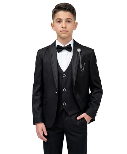 Costume smoking noir garçon ensemble formel chic pour mariage pageboy