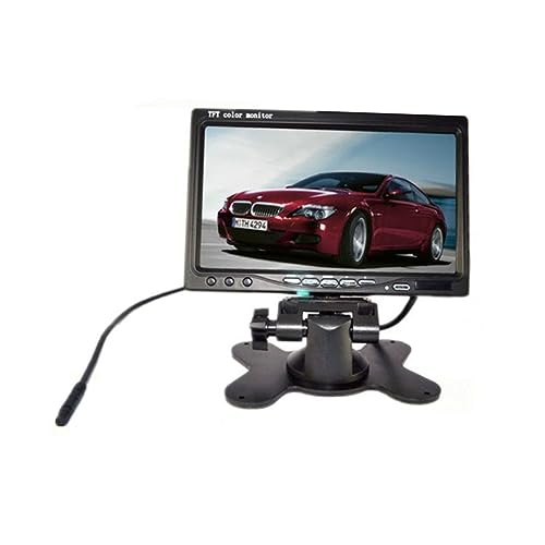 PRETYZOOM Car Headrest Monitor Tft LCD Color Display with Video Inputs Ir Remote Control Automatic Reversal Video Sync Durable Hard Shell