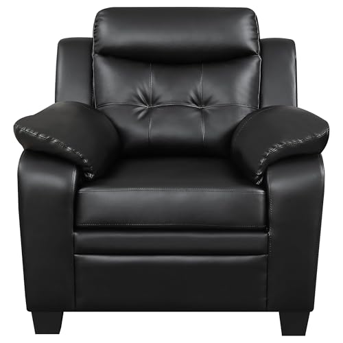 Sillón Tufted Tapizado en Cuero Sintético Negro miniatura 4