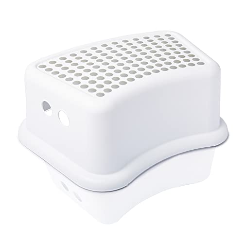 BEARTOP Taburete | cargable hasta 60kg | escalón Infantil de 1 peldaño con Recubrimiento Antideslizante | escalón Infantil de 13,2cm de Altura | Blanco | 1 Pieza Cover