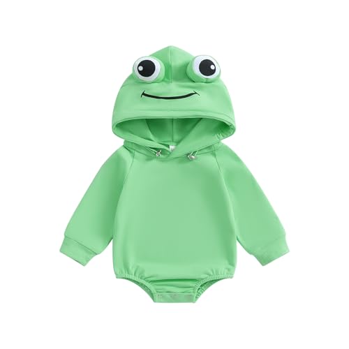 Infant Boy Girl Frog Romper Long Sleeve Hooded Bodysuit Halloween Baby Clothes Newborn Coming Home Outfits