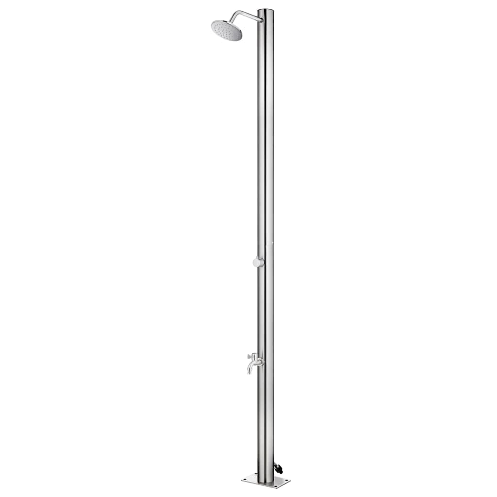 Ducha de jardín con base gris, 220 cm, acero inoxidable, accesorios para piscina, cuidado del agua, protección higiénica