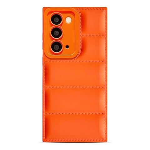 Yueyoer Puffer Case for Samsung Galaxy Note 20 Case 3D Protective Soft Touch Trendy Comfort Plush Down Jacket Cover for Girls Women [High Protection Anti-Scratch] (Orange) Cover
