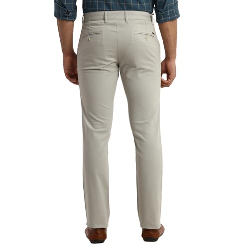 Image of Parx Men's Cotton Blend Solid Pattern Low Rise Tapered Fit Flat Front Casual Trouser
