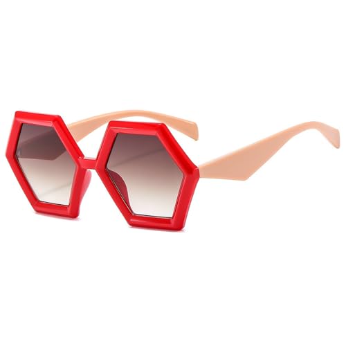 COTIA Retro Polygon Hexagon Sunglasses Women Gradient Shades Square Sun Glasses Fashion Men Double Color Trending Sun Glasses