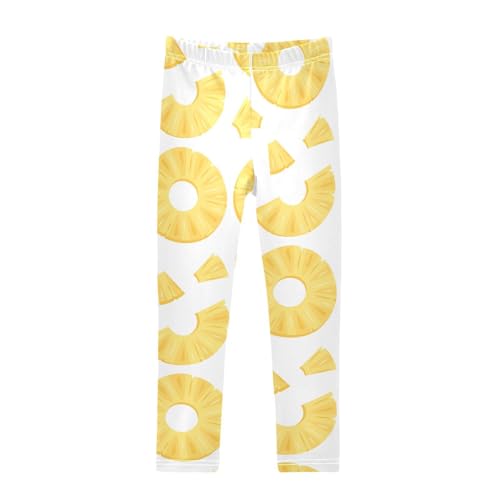Pineapple Slice Girls Leggings,Workout Leggings for Girls Toddler Athletic Leggings Size for 3-10T