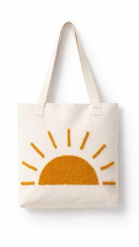 Handcrafted Shoulder Tote Bag with Zipper Closure | Cotton Canvas...