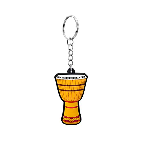 Musician-Designer Musical Instrument Silicone Keychain, African Drum (Yellow) (Pack of 2)