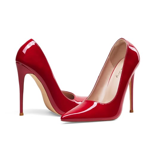 Elisabet Tang Women Pumps 12cm/4.7 Inch Stiletto Heels Pumps Pointed Toe Patent Leather Slip On High Heel Evening Party Dress Shoes3
