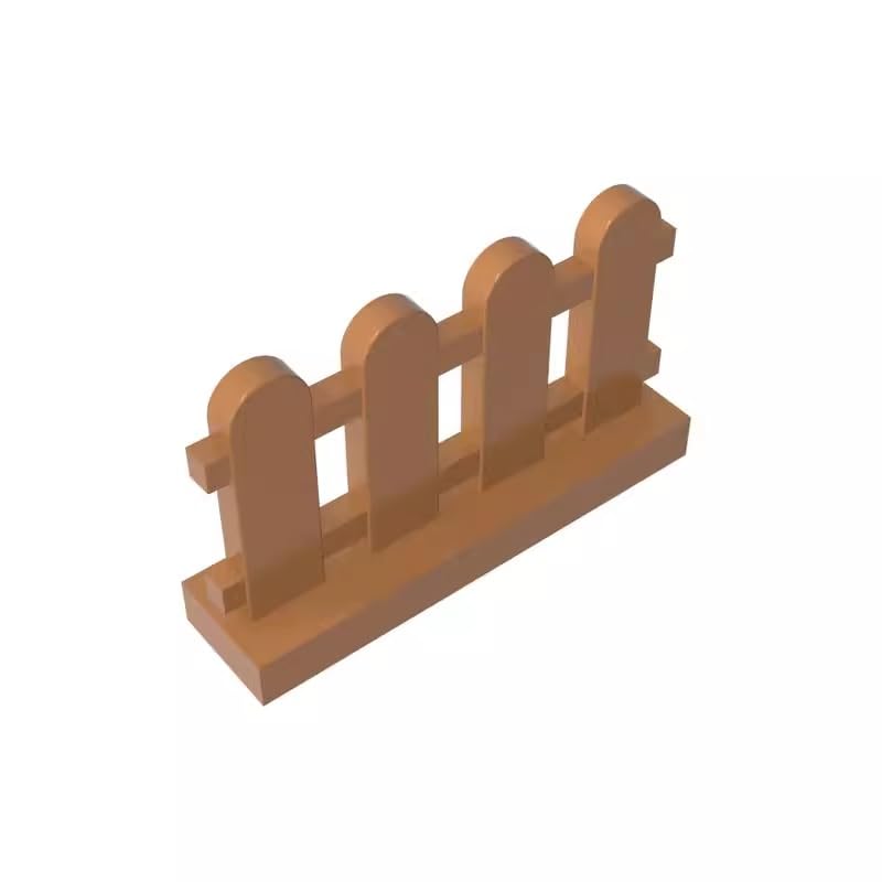 33303 Ornaments Picket Fence 1x4x2 50 Pieces GDS-1177 Compatible with Lego Building Blocks Color:Medium Nougat — image 1