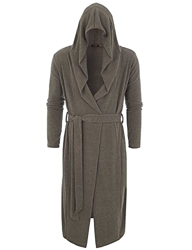 GIVON Longline Hooded Cardigan Ruffle Shawl Collar Open Front Long Sleeve Drape Cape Overcoat with Pockets & Tie Waist2
