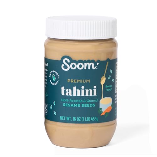 Soom Foods Ground Premium Sesame Tahini Paste 16oz (1 Pack) | Silky Smooth Texture in Hummus, Dips, Dressings | Vegan, Nut-Free, Gluten-Free, Kosher, Keto, Paleo, Whole30