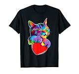 Este regalo de gato para hombres y mujeres es un gran estilo de arte pop que muestra un hermoso gatito abrazando un corazón. Este regalo para gatos puede ser un gran regalo para cualquier amante de los gatos en Navidad o como un regalo de cumpleaños para mostrar su amor por su gato con estilo. Bonito regalo de gato.