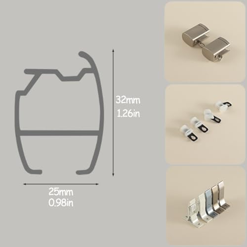 Riel de doble cordel de 290 cm en aluminio gris para techo de dormitorios 6