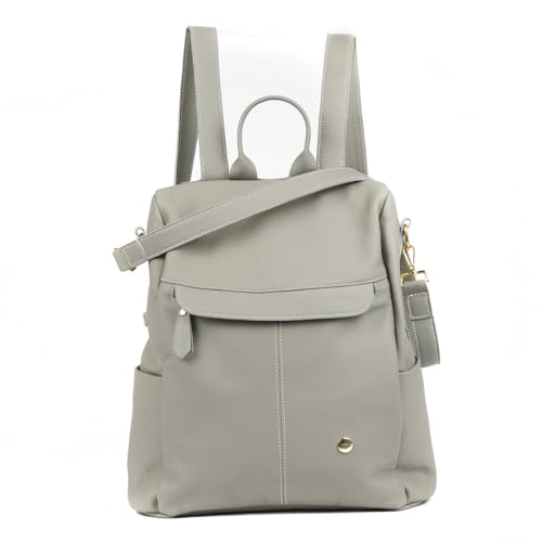 Mochila Feminina em Couro Legitimo Antifurto, para Notebook Escolar e Viagem - Betania Couros (Cinza)