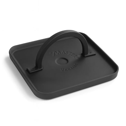 Prensa para Hamburguesas de Hierro Fundido Ø21 cm – Prensa de Carne Pesada 3,5 kg – Burger Press Cuadrada para BBQ, Parrilla y Cocina – Molde para Hamburguesas de Hierro Fundido – Smashburger – Negro
