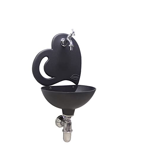 Fontana a Muro Afrodite Colore ghisa con Rubinetto MOD.303C e Sifone in Ottone casa e Giardino (Cromato)