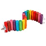 TOBBOMEY Bunte Holz wippe als Kleintier Spielplatz Robustes Kauspielzeug für Hamster Mäuse...