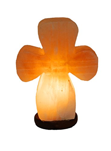 JIC Gem Himalayan Salt Rock Lamp Cross Shaped Large 7-9 lbs Hand Carved Salt Lamp with Dimmer Switch and Bulbs