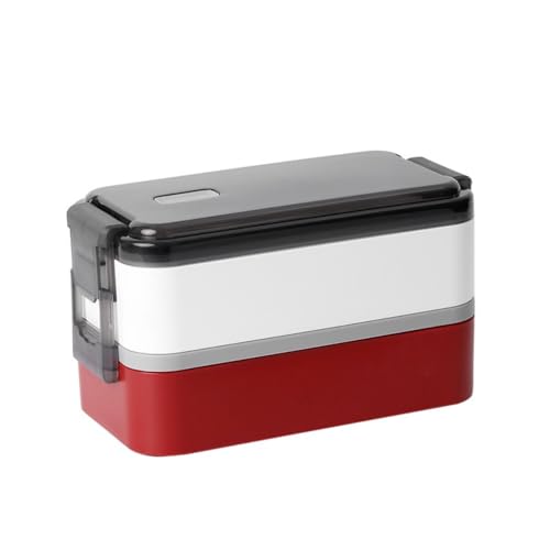 DancJulie弁当箱 ランチボックス 2段 お弁当箱 1500ml 大容量 べんとう箱 ポータブル 弁当箱 食器付き 保温 保存容器 軽量 抗菌 仕切り付 パッキン付き 漏れ防止 電子レンジ対応 子供用 大人用 通勤 通学 男女兼用 (ディープレッド)