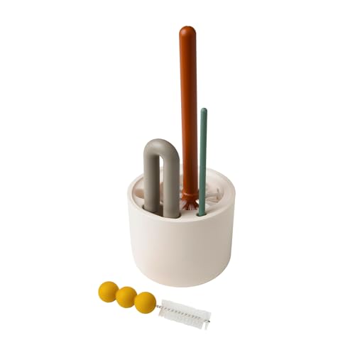 Image of Boon Mod Baby Bottle Brushes - Includes Bottle Cleaner Brush, Straw Cleaner Brush, Nipple Brush and Detail Brush for Baby Bottles - Baby Bottle and Straw Brush Cleaning Set - Deco - 4 Count