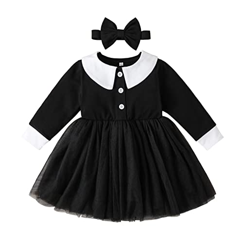 Sinhoon Baby Girls Halloween Dress Toddler Dress Girls Long Sleeve Autumn Winter Dress+Headband Baby Girls Lapel Dress