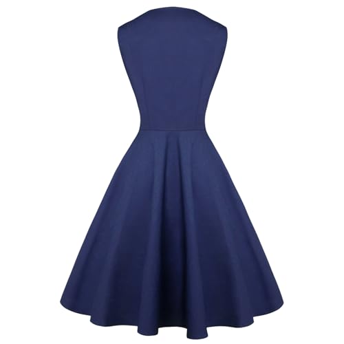 Image of KILLREAL Women's Vintage Polka Dot Print A-Line Pin Up Style Sleeveless Cocktail Party Casual Dress