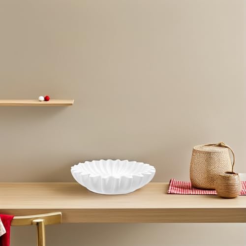 Cuenco decorativo blanco de resina con forma delicada de diseño exclusivo 6