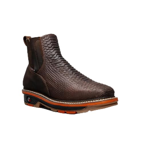 King Welt KW-Venom Exotic Python Print Men's Leather Western Short Ankle Work Boot, Soft Toe, Square Toe Slip resistant