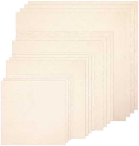 16 PCS Embroidery Fabric, Pre-Cut Beige Natural Cotton Embroidery Cloth Fabric, 4 Different Sizes 5.9 to 11.8inch, Embroidery Cloth Squares for Embroidery Garment Craft