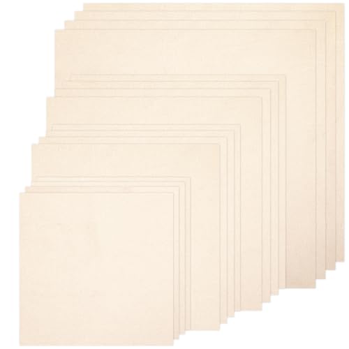 16 PCS Embroidery Fabric, Pre-Cut Beige Natural Cotton Embroidery Cloth Fabric, 4 Different Sizes 5.9 to 11.8inch, Embroidery Cloth Squares for Embroidery Garment Craft