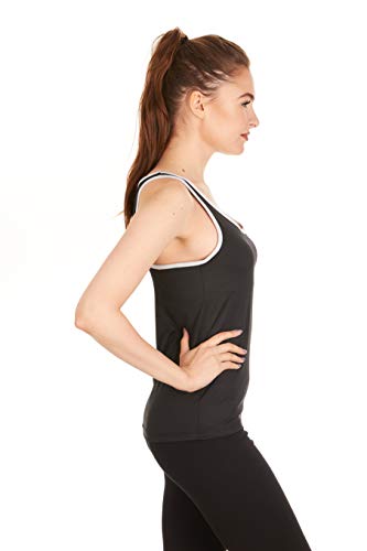 Necessity Women's Athletic Performance Tank Top With Built In Sport Bra, White, Large #TOP6
