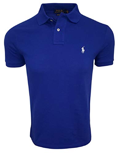 POLO RALPH LAUREN Mens Custom Slim Fit Mesh Polo Shirt (X-Large, Royal Blue (Light Blue Pony))