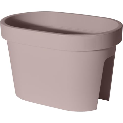 Decor Space Vaso balconiera, fioriera da balcone rettangolare per ringhiera in resina da esterno per fiori e piante (Taupe, 40 cm)