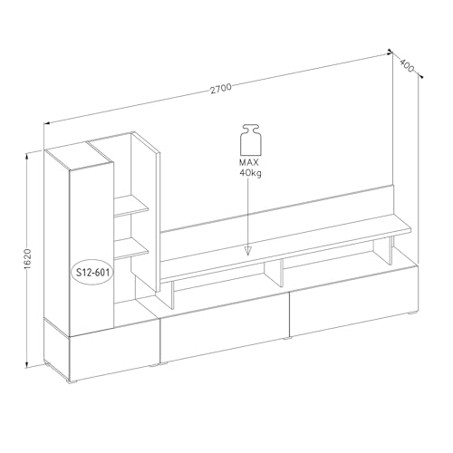 Lomadox Wohnwand TV-Wand in beige mit anthrazit 270 cm breit modern 2 Schubladen 1 Tür modern – Bild 5