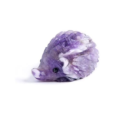 YGLINE Amethyst Hedgehog Mini Animal Statue Hand-Carved Gemstone Healing Crystal Collection Cover