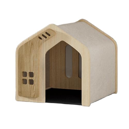 XVVX無垢材のペットハウス、木製犬小屋、犬小屋、犬舎 、猫小屋、猫ハウス、ハウス ペットハウス、オールシーズン対応、半密閉型デザイン、、広いスペース、換気、犬小屋、猫小屋、小型・中型犬・猫組み立て簡単、室内使用に最適 、オールシーズン対応、 (Mサイズ
