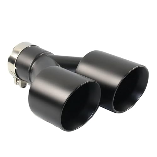 Tubo de escape trasero coche universal de acero inoxidable negro doble silenciador 3