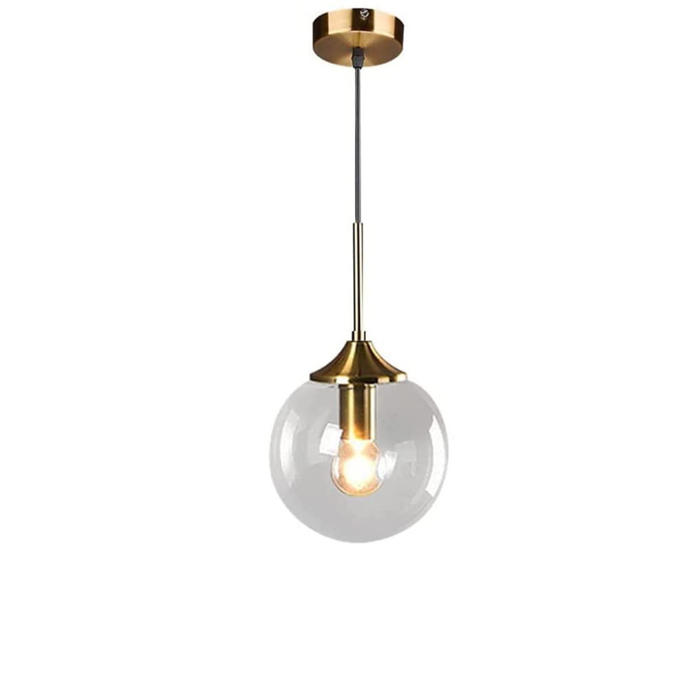 SANBDDLYY Modern Clear Glass Pendant Lights Globe Decor Hanging Lamp Lighting Fixtures for Kitchen Island Ceiling Lamp Chandelier 7.1 Inch Diameter (Color : Clear)