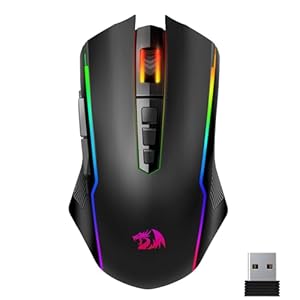 Redragon Wireless Gaming Mouse,Tripe-Mode 2.4G/USB-C/Bluetooth Mouse Up to 12000DPI,9 Programmable Buttons,RGB Backlit,70Hrs Rechargeable Wireless Mouse,Ergonomic Mouse for PC/Mac Gamer-Black